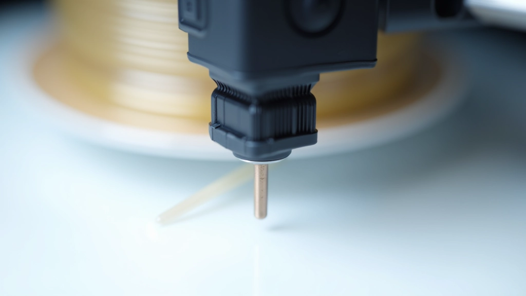 Detalizēts skaits drukas sprausles, tīrīšanas adatas un filamentu blakus